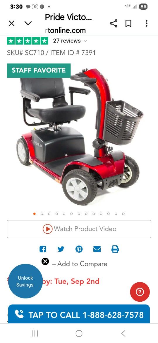 Ventura Dxl 4 Wheel Mobility Scooter $400.00