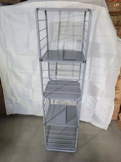 VASAGLE 4-Tier Bookshelf, Rotating Bookcase with Bookends for Small Spaces, Corner Shelf, Steel Frame, Dove Grey LLS127G36