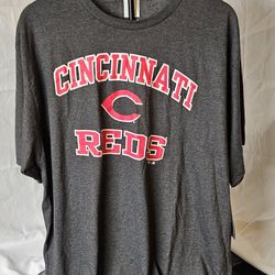 Fanatics Cincinnati Reds T Shirt Charcoal Short Sleeve Graphic Logo