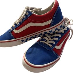 VANS OLD SCHOOL CHECKERBOARD OFF THE WALL USA RED / WHITE/Blue SIZE US 5 YOUTH