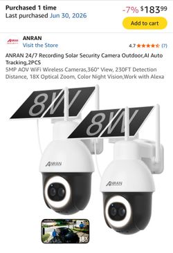 ANRAN Solar Outdoor Security Cameras 2-Pack