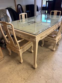 Chinese Lacquer Dining Table Set with Chairs