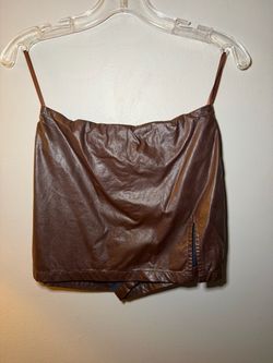 Brown Faux Leather Skirt