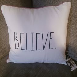Rae Dunn "Believe" Christmas Pillow 