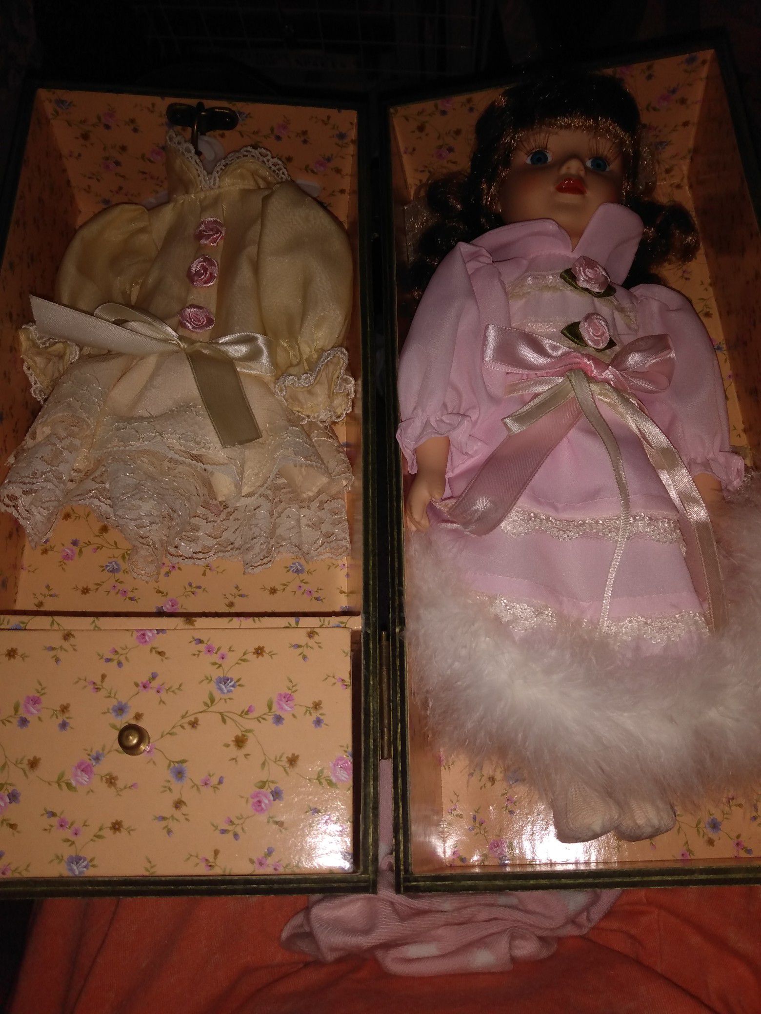 Porcelain doll in trunk