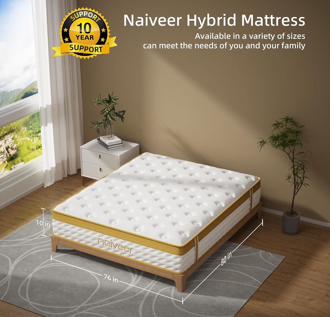 Cooling Gel King Size Mattress 10 Inch Hybrid King Mattress in a Box