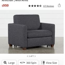 2 X Sleeper Chair That Turns Into A Bed - Dark Grey In Excellent Shape 