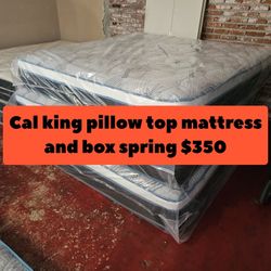 Cal King Pillow Top Mattress And Box Spring 