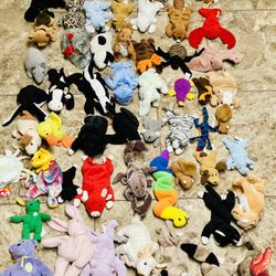 Lot Of  57 TY Beanie Babies—90s Beanie Babies Rare Beanie Babies