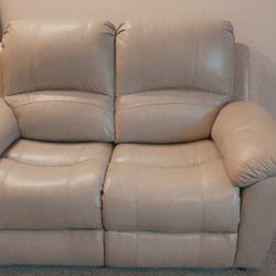 Leather Beige Recliner Set