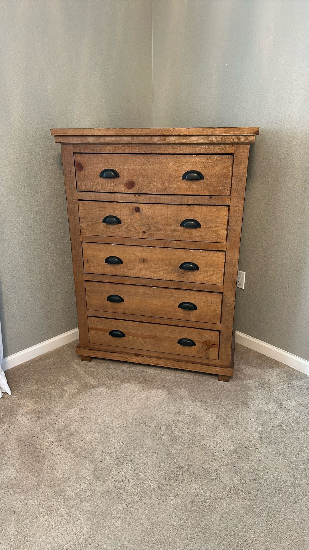 Tall Distressed Wood Dresser