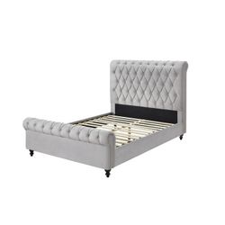 Brand New Biege/Black/Gray Velvet Queen Bedfdame With Rolled HB And FB