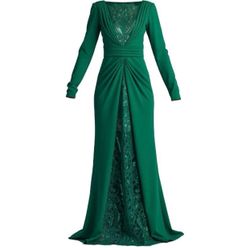 TADASHI SHOJI Mariella Plunge Illusion Gown With Sequins- Sizes 10 & 6