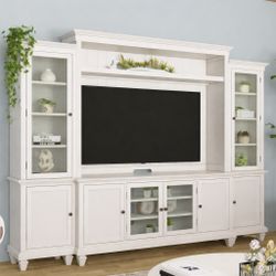 White Farmhouse Entertainment Center TV Console & Storage