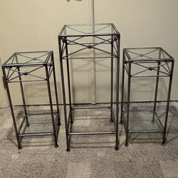 Pier One Imports metal/glass accent table set