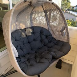 Hanging Pumpkin Loveseat Chair w/Stand And Cover