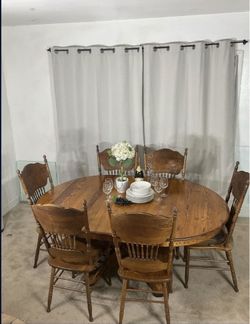 Comedor De Madera Solida Mesa De Extension Y 6 Sillas