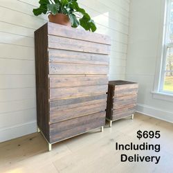 DMP Furniture Rustic Modern Solid Wood Dresser & Nightstand Set – Free Delivery 🚚