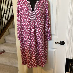 4043-HTT Pink Geometrical Garden Party Signature Women’s Size 2X NWT