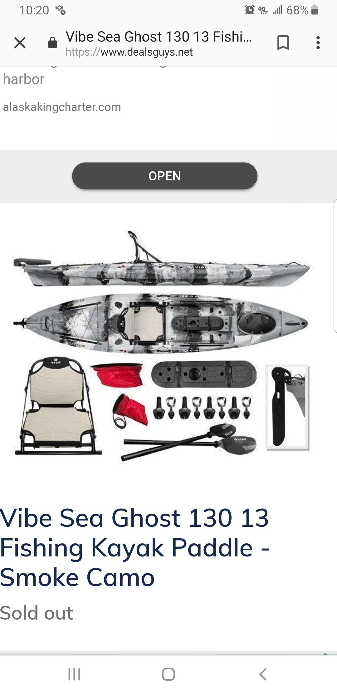 2018 vibe sea ghost 130 SOT fishing kayak used 4 times with accessories