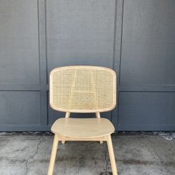 Mid Century Modern Wood Cane Lounge Armless Chair