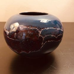 Beautiful Vintage Multi Color Glazed Signed Studio Pottery Vase 