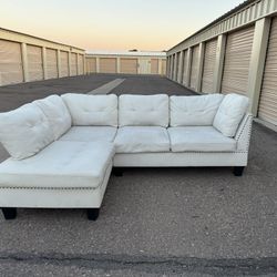 White Faux Leather Sectional 