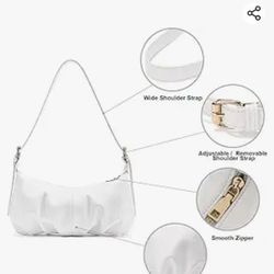 CLUCI Small Hobo Bags for Women Dumpling Shoulder Bag Soft Leather Ladies (Clutch Purses with Adjustable Strap, White, Small