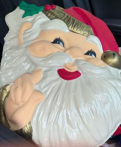 Vintage 1990s Extra Large Plastic Santa Claus Head for Door Christmas Decor Holiday Decorations Xmas Oversized Rare Nostalgia