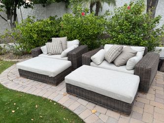 Restoration Hardware PATIO SET - 2 Chair And Ottomans + Covers 