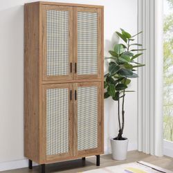 80-inch 4-door Tall Shoe Storage Cabinet Natural Oak! Lowest Prices Ever! 
