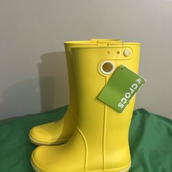 BRAND NEW NO BOX Crocs Jaunt Tall Rain Boots Women's Size 6 Yellow Waterproof Pull-on #10970