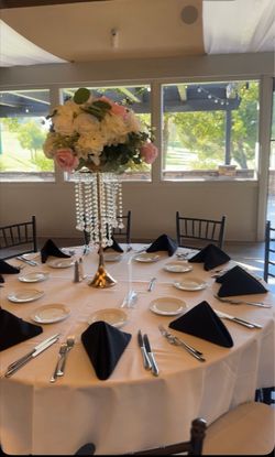 Fake flower center pieces.