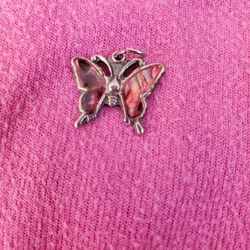 Orange Enamel Butterfly Pin 