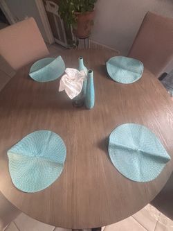 Round Woven Placemats Set of 4 Teal
