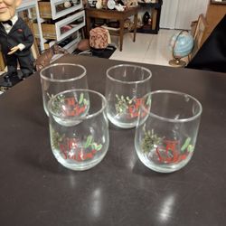 " Tis The Season " Christmas Tumbler Glasses Hand-painted 16OZ- Set Of 4