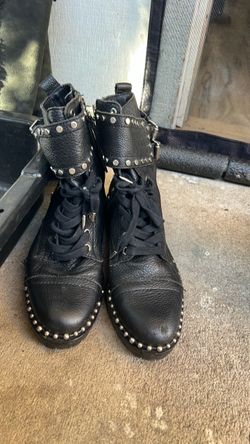 Black Leather Studded Combat Boots Sam edleman women’s size 6
