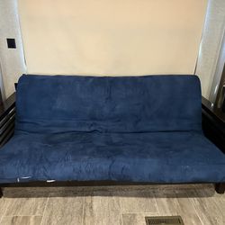 Solid Dark Wood Futon Sleeper Sofa Couch
