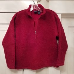 Vintage GAP Kits Red Sherpa Fleece 1/4 Zip Pullover,  Unisex L