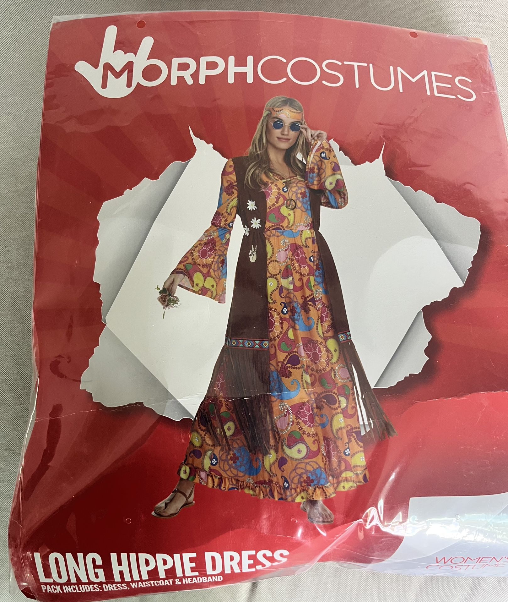 60's Long Hippie Dress XL Costume