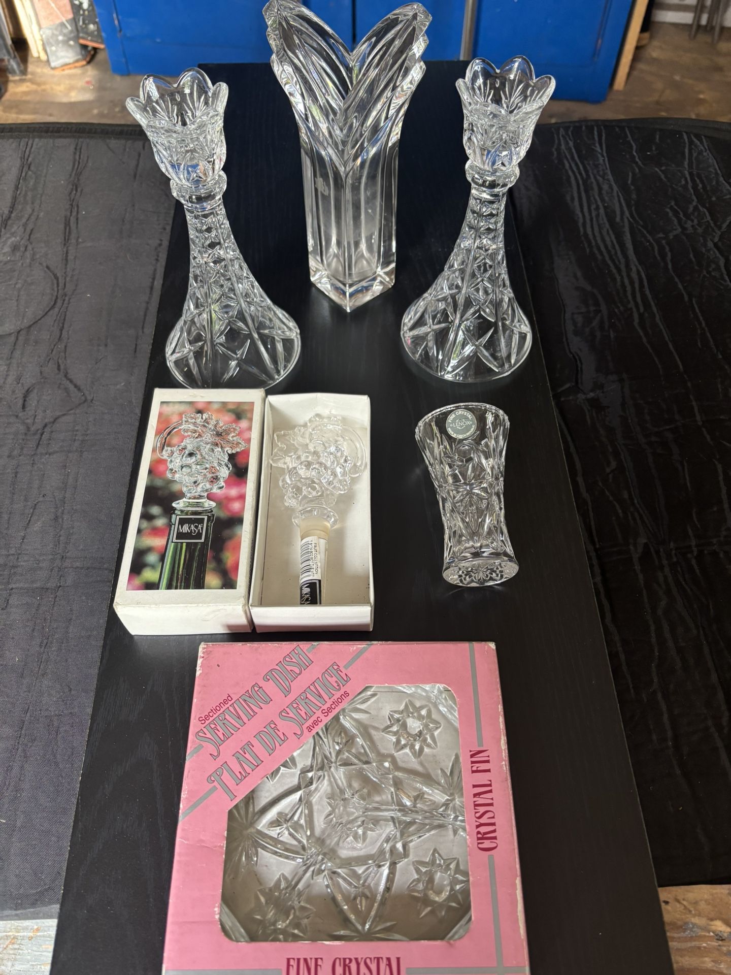 Crystal Vase's & Crystal Candle Sticks