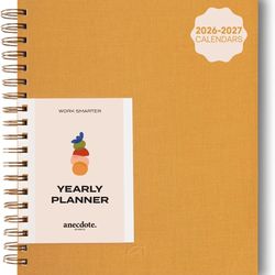 "Anecdote Spiral Planner w/ 2026-2027 Calendar (8.5""x10"")Start Anytime - 52 Weeks"