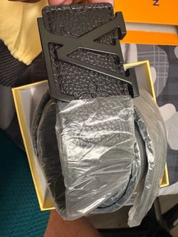 Lv dupe belt black with lv initials