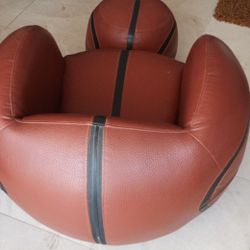 Basketball Shaped  Swivel Accent Chair  And  Ottoman. 