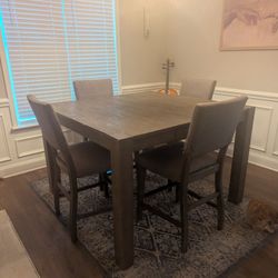 High Top Dining Leaf Table + 4 Barstools 