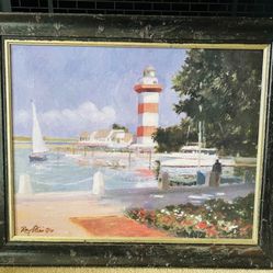 Beautifully Framed Ray Ellis "Morning at Harbour Town" Print