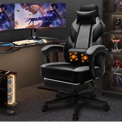 Gaming Chair,Video Game Chair with footrest and Massage Lumbar Support,Height Adjustable Game Chair with 360°Swivel Seat Ergonomic Computer Chair with