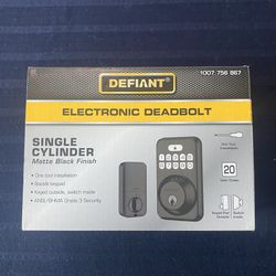 Defiant Single Cylinder Square Electronic Keypad Deadbolt Matte Black