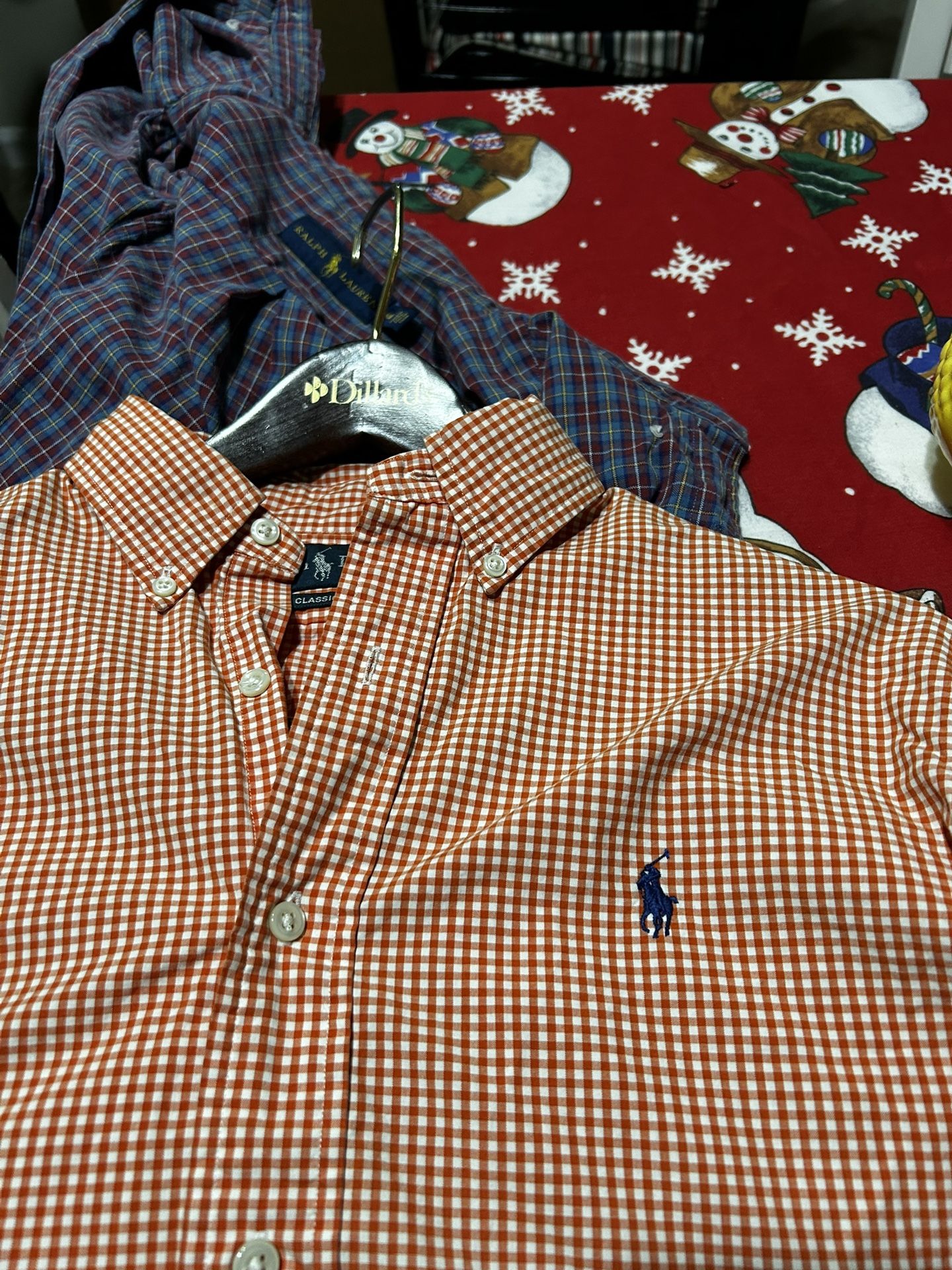 Ralph Lauren Polo Button Down Plaid Shirts Size Medium Long Sleeve ( 2 EA )