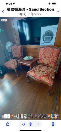Ch I'm moving and selling two chairs and a table.